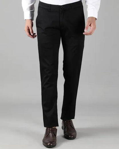 Cotton Blend Solid Slim Fit Formal Trouser