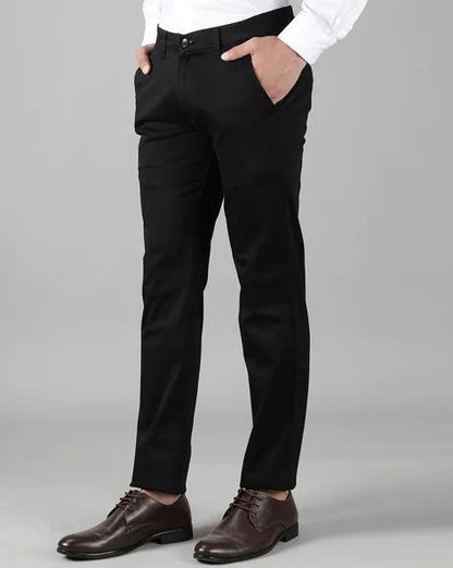 Cotton Blend Solid Slim Fit Formal Trouser