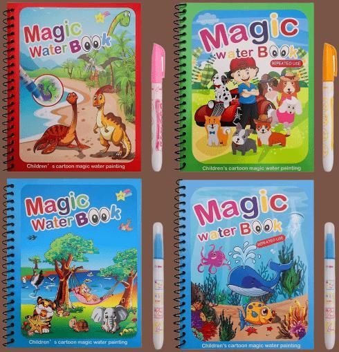 Reusable Magic Water Quick Dry Book ( Pack Of 4 Books & 4 Magic Water Pen )