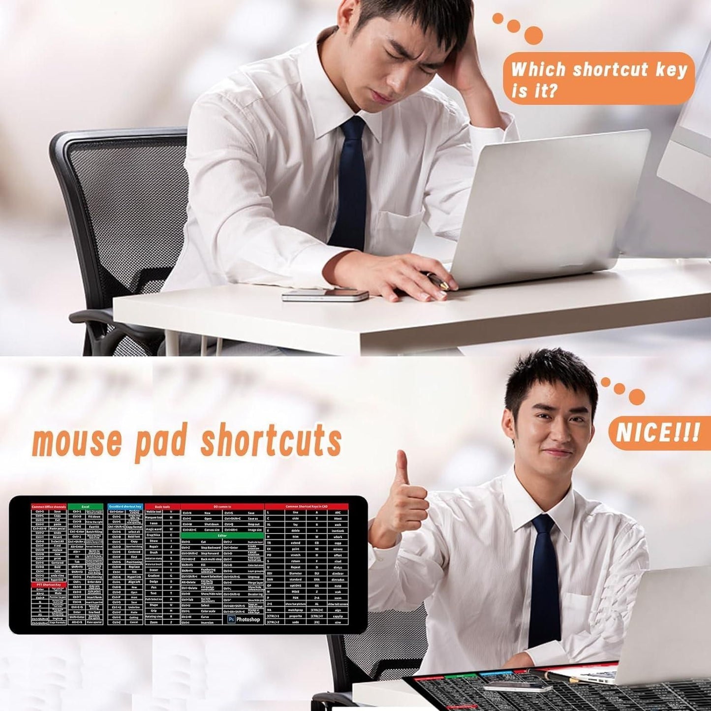 Extended Gaming Laptop Mouse Pad, Thick Non-Slip Rubber Base Desk Mat